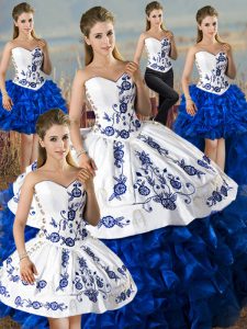 Exquisite Sleeveless Embroidery and Ruffles Lace Up Ball Gown Prom Dress