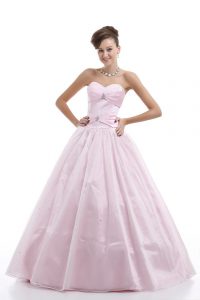Pink Lace Up Sweetheart Beading Quinceanera Gown Organza Sleeveless