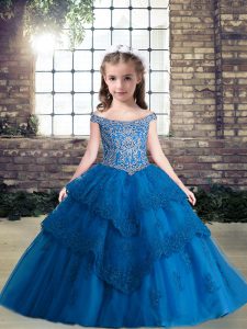 Sleeveless Beading and Appliques Lace Up Glitz Pageant Dress
