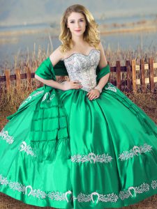 New Arrival Turquoise Sleeveless Satin Lace Up Ball Gown Prom Dress for Sweet 16 and Quinceanera