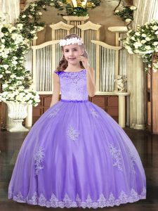 Excellent Sleeveless Lace and Appliques Zipper Child Pageant Dress