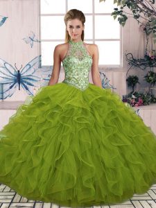 Captivating Sleeveless Beading and Ruffles Lace Up Quinceanera Gowns