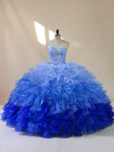 Multi-color Sleeveless Beading and Ruffles Floor Length Quinceanera Dresses