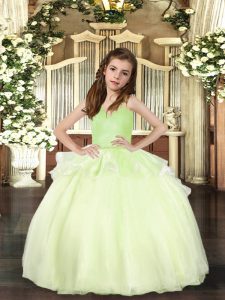 Dazzling Sleeveless Lace Up Floor Length Beading Little Girls Pageant Gowns