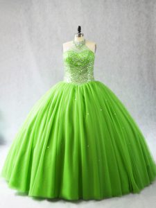 Sleeveless Tulle Court Train Lace Up Quinceanera Gown for Sweet 16 and Quinceanera