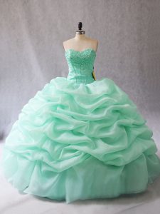 Most Popular Floor Length Apple Green Ball Gown Prom Dress Sweetheart Sleeveless Lace Up