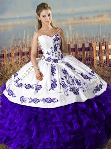 Pretty Purple Sweet 16 Dresses Sweet 16 and Quinceanera with Embroidery Sweetheart Sleeveless Lace Up