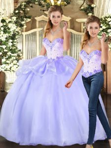 Noble Beading Vestidos de Quinceanera Lavender Lace Up Sleeveless Floor Length