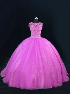 Edgy Tulle Sleeveless Floor Length Quinceanera Dresses and Beading and Lace