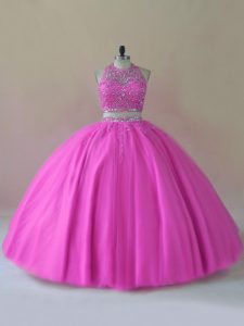 Customized Lilac Halter Top Backless Beading 15th Birthday Dress Sleeveless