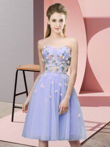 Tulle Sweetheart Sleeveless Lace Up Appliques Damas Dress in Lavender