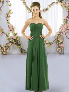 Green Sleeveless Ruching Floor Length Vestidos de Damas