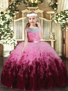 Multi-color Scoop Backless Ruffles Little Girls Pageant Gowns Sleeveless