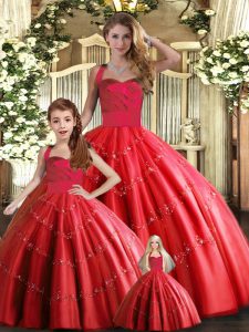 Tulle Sleeveless Floor Length Sweet 16 Dress and Appliques