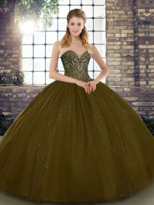 Perfect Tulle Sleeveless Floor Length Quinceanera Dress and Beading