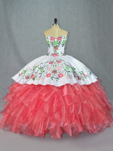 Watermelon Red 15 Quinceanera Dress Sweetheart Sleeveless Lace Up