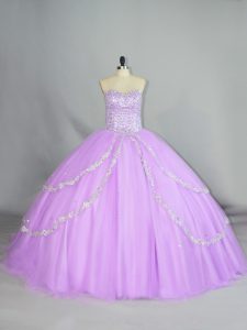 Ball Gowns Sleeveless Lavender Sweet 16 Dresses Lace Up