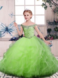 Lovely Sleeveless Beading and Ruffles Floor Length Pageant Gowns