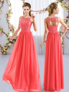 Exquisite Coral Red Sleeveless Chiffon Zipper Dama Dress for Wedding Party