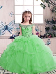 Glorious Scoop Sleeveless Tulle Child Pageant Dress Beading Lace Up