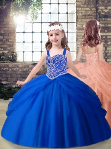 Royal Blue Straps Lace Up Beading Little Girls Pageant Dress Wholesale Sleeveless