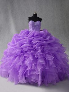 Stunning Floor Length Lavender Quinceanera Gowns Sweetheart Sleeveless Lace Up