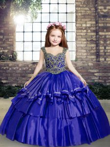 Top Selling Lace Up Kids Formal Wear Blue for Party and Sweet 16 and Wedding Party with Beading