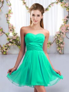 Ideal Empire Vestidos de Damas Turquoise Sweetheart Chiffon Sleeveless Mini Length Lace Up
