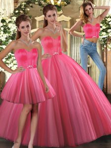 Floor Length Coral Red 15 Quinceanera Dress Sweetheart Sleeveless Lace Up