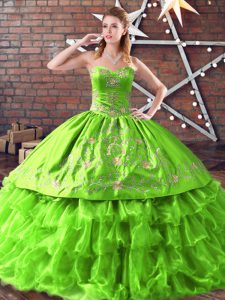 Best Selling Satin and Organza Lace Up Custom Made Sleeveless Embroidery