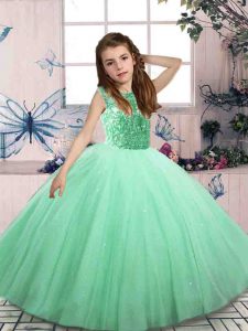 Trendy Sleeveless Beading Lace Up Little Girls Pageant Gowns