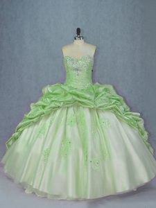 Free and Easy Sweetheart Sleeveless Organza and Taffeta Sweet 16 Quinceanera Dress Beading and Appliques and Pick Ups Brush Train Lace Up