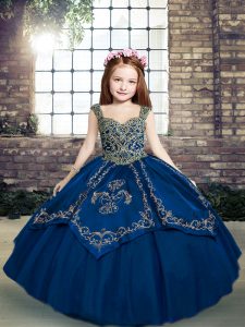 Cute Sleeveless Beading and Embroidery Lace Up Girls Pageant Dresses