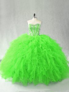 Adorable Sweet 16 Quinceanera Dress Sweet 16 and Quinceanera with Beading and Ruffles Sweetheart Sleeveless Lace Up