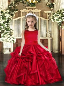Organza Sleeveless Floor Length Pageant Dress Toddler and Ruffles