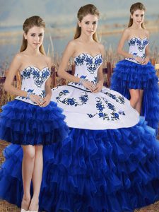 Admirable Sleeveless Embroidery and Ruffled Layers and Bowknot Lace Up Vestidos de Quinceanera