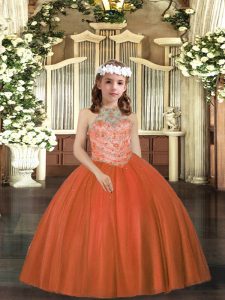 Sleeveless Beading Lace Up Little Girl Pageant Gowns