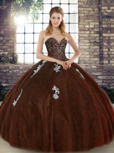 Fantastic Tulle Sleeveless Floor Length Ball Gown Prom Dress and Beading and Appliques