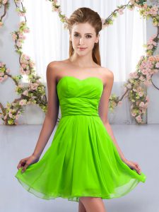 Sleeveless Chiffon Mini Length Lace Up Court Dresses for Sweet 16 in with Ruching