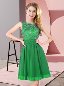 New Style Scoop Sleeveless Chiffon Quinceanera Court Dresses Beading and Appliques Backless