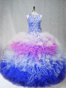 Super Multi-color Sleeveless Tulle Zipper Sweet 16 Quinceanera Dress for Sweet 16 and Quinceanera