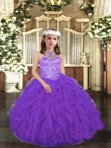 Adorable Sleeveless Beading and Ruffles Lace Up Little Girls Pageant Dress Wholesale
