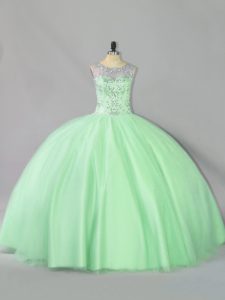 Sophisticated Apple Green Sleeveless Tulle Lace Up Quinceanera Gown for Sweet 16