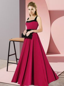 Pretty Empire Court Dresses for Sweet 16 Fuchsia Square Chiffon Sleeveless Floor Length Zipper