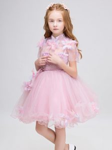 New Style Short Sleeves Appliques Zipper Toddler Flower Girl Dress