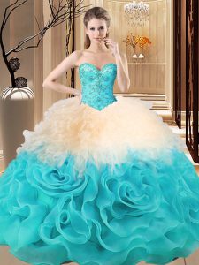 Delicate Floor Length Ball Gowns Sleeveless Multi-color 15 Quinceanera Dress Lace Up