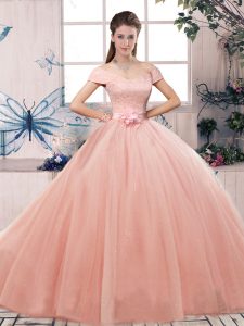 Vintage Off The Shoulder Short Sleeves Tulle Vestidos de Quinceanera Lace and Hand Made Flower Lace Up