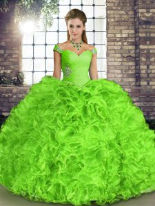 Amazing Organza Sleeveless Floor Length 15 Quinceanera Dress and Beading and Ruffles