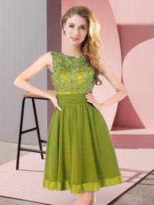 Chiffon Sleeveless Mini Length Court Dresses for Sweet 16 and Beading and Appliques