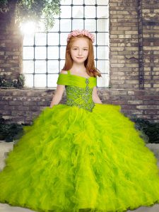 Beautiful Floor Length Ball Gowns Sleeveless Little Girls Pageant Dress Wholesale Lace Up